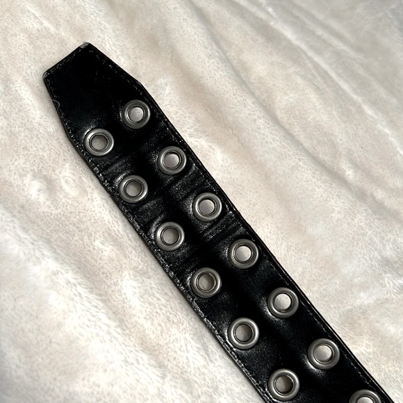 👖 VINTAGE GENUINE BROWN LEATHER SILVER & SILVER RIVETED BELT Women’s 36 - Picture 8 of 10